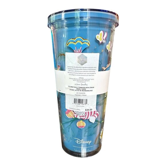 Limited Edition DISNEY 100 Alice in Wonderland Vera Bradley DOUBLE WALL TUMBLER - Picture 6 of 10